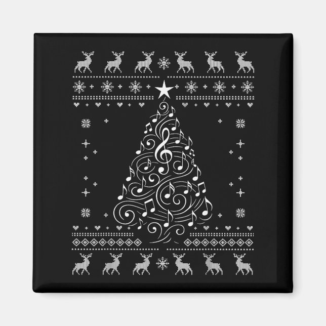 Musical Notes Tree Christmas Ugly Sweater Xmas  Magnet (Front)
