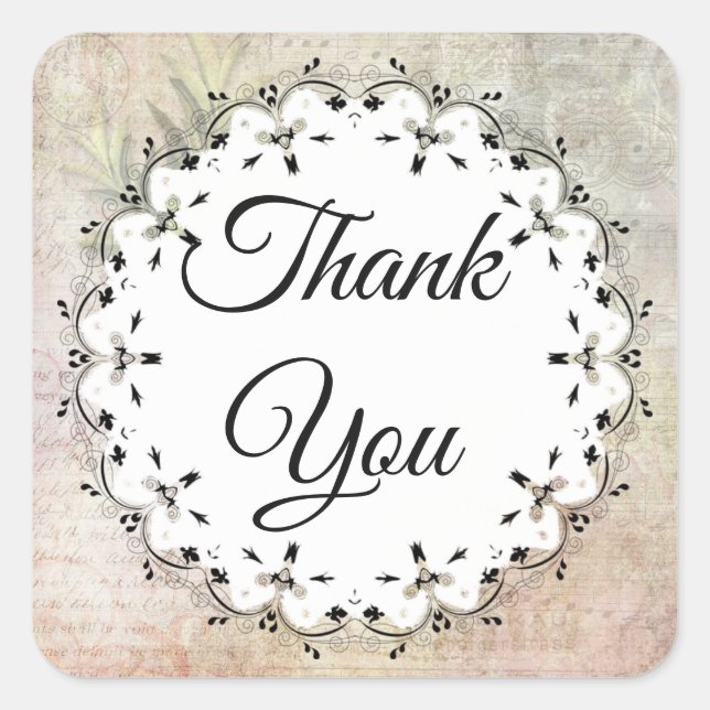 Musical Notes Vintage Thank You Stickers (Front)