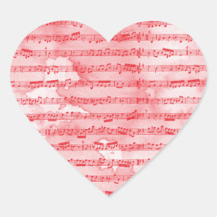 Musical notes watercolor heart sticker
