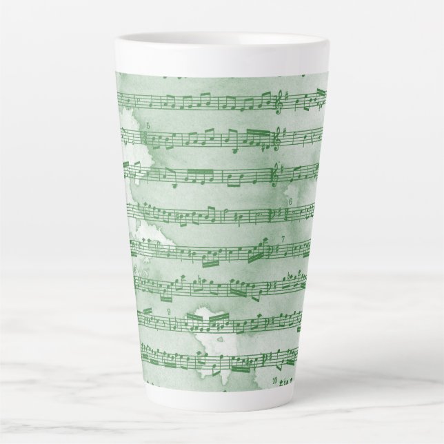 Musical notes watercolor latte mug (Front)