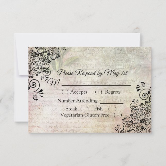 Musical Notes Wedding RSVP card (Front)