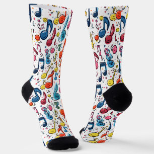 Musical Notes With Fun Faces Socks