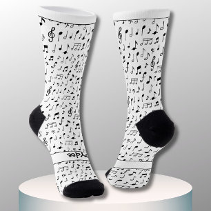 Musical notes, your text in black and white socks