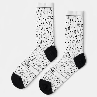 Musical notes, your text in black and white socks