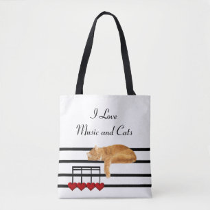 Musical orange tabby tote bag