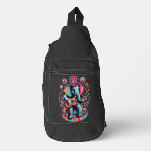 Musical Pachyderm in Top Hat Sling Bag