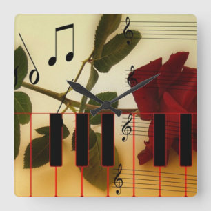 Musical Panio Keys Square Wall Clock