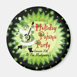 Musical Père Noël Elf Pajama Party Magnet