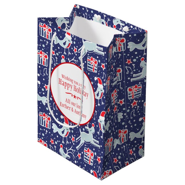Musical personalized Christmas gift bags (Front Angled)