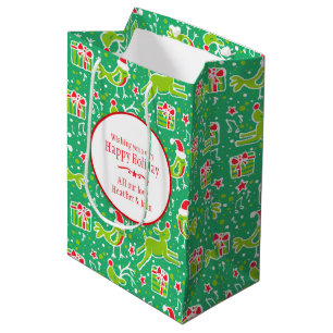 Musical personalized Christmas green gift bags