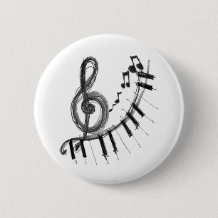 Musical Piano 2 Inch Round Button