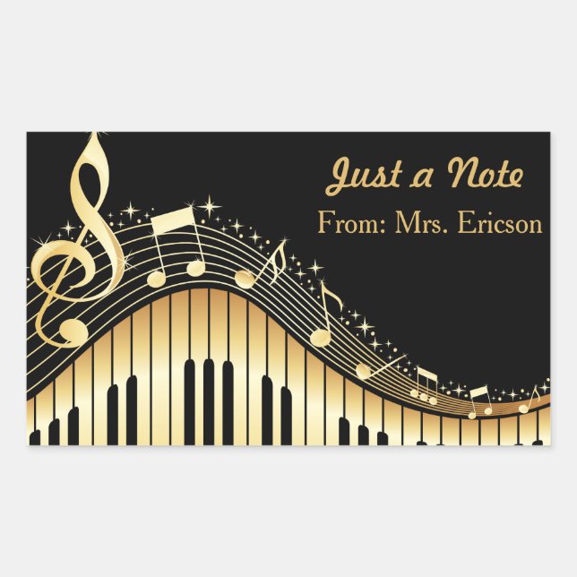 Musical Piano and Treble Clef Personalized Sticker (Front)