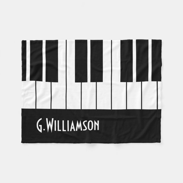 Musical Piano Keys Add Your Name Fleece Blanket (Front (Horizontal))