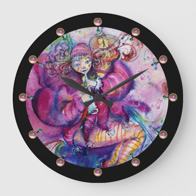 MUSICAL PINK CLOWN LARGE CLOCK (Front)