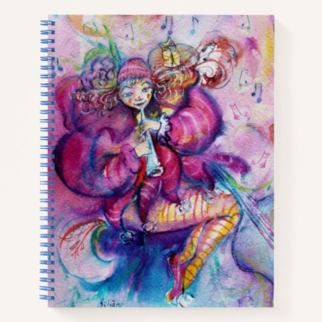 MUSICAL PINK CLOWN WITH OWL NOTEBOOK (Front)