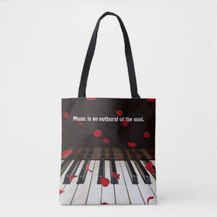 Musical Quote on Piano Keys Tote Bag