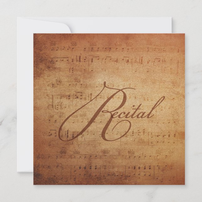 Musical Recital Antique Sheet Music Personalized Invitation (Front)