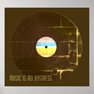 Musical retro vintage style record plate cover poster