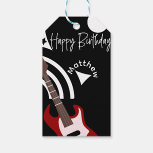 Musical Rock Star Electric Guitar Birthday Gift Tags