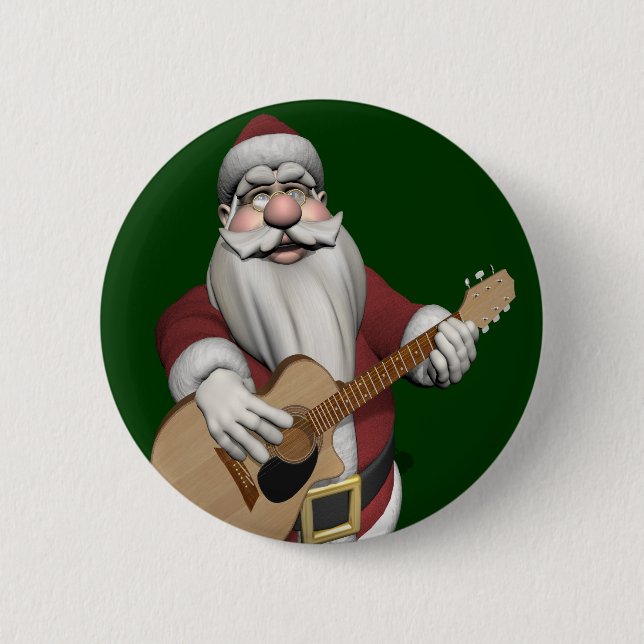 Musical Santa Claus Playing Christmas Songs 2 Inch Round Button (Front)