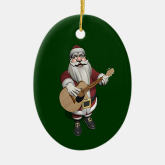 Musical Santa Claus Playing Christmas Songs Ceramic Ornament
