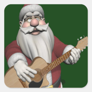Musical Santa Claus Playing Christmas Songs Square Sticker