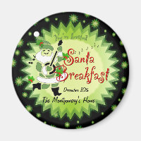 Musical Santa Elf Breakfast Invitation Magnet