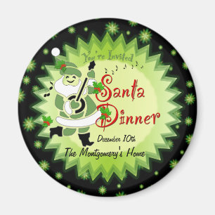 Musical Santa Elf Christmas Dinner Invitation Magn Magnet
