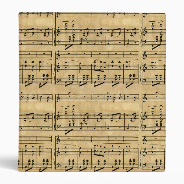 Musical Score Old Parchment Paper Design Binder (Front)