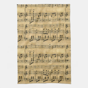 Musical Score Old Parchment Paper Design Kitchen Towel