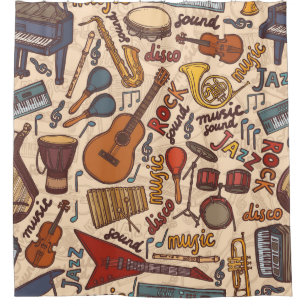 Musical Sketch: Colourful Vintage Seamless.