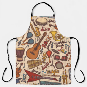 Musical Sketch: Colourful Vintage Seamless. Apron