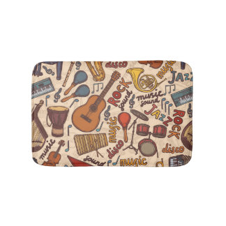 Musical Sketch: Colourful Vintage Seamless. Bath Mat