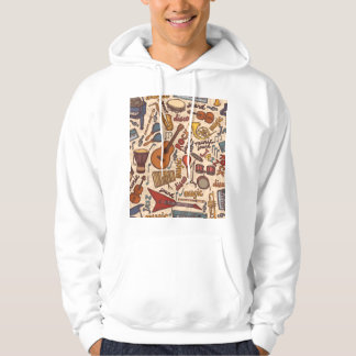 Musical Sketch: Colourful Vintage Seamless. Hoodie