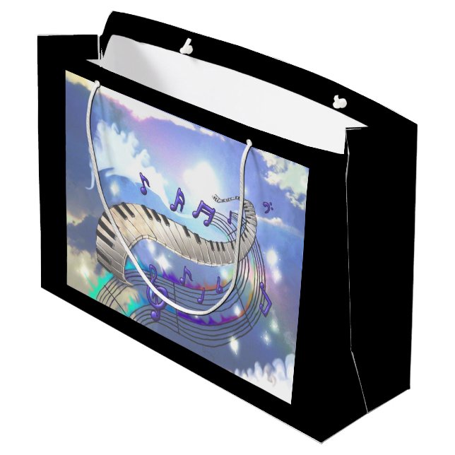 Musical Sky Piano Keys Large Gift Bag (Back Angled)