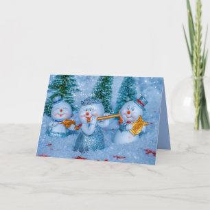 musical snow people greeting card