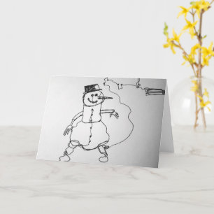 Musical Snowman Art Print Card