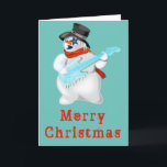 Musical Snowman Christmas Card<br><div class="desc">Musical Snowman with Guitar Christmas Cards - MIGNED Painting - Merry Christmas - Customizable</div>