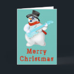Musical Snowman Christmas Card<br><div class="desc">Musical Snowman with Guitar Christmas Cards - MIGNED Painting - Merry Christmas - Customizable</div>