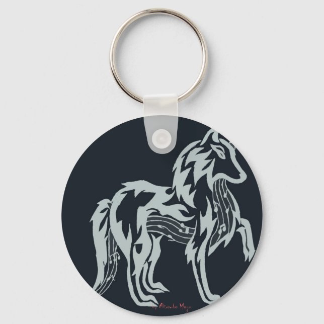 Musical Spirit Wolf Keychain (Front)