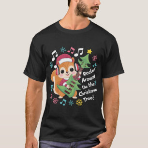 Musical Squirrel in Santa Hat - Colourful Holiday  T-Shirt