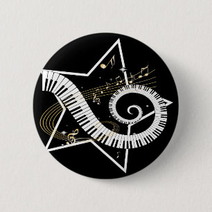 Musical Star golden notes 2 Inch Round Button