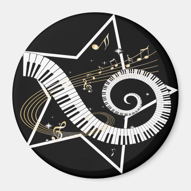 Musical Star golden notes Magnet (Front)