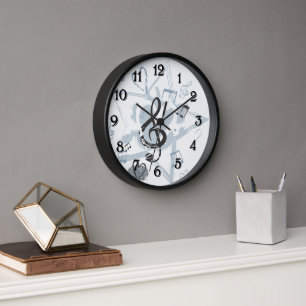 Musical Star Notes Designer Pattern Wall Clock