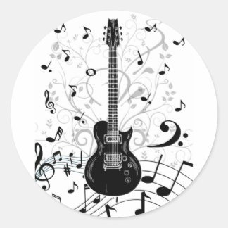 Musical sticker with guitar