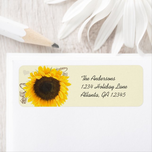 Musical Sunflower Return Address Labels (Insitu)