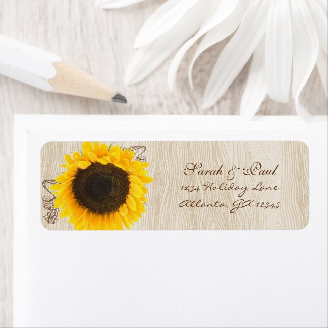Musical Sunflower Wood Grain Retourner l'adresse É (En situation)