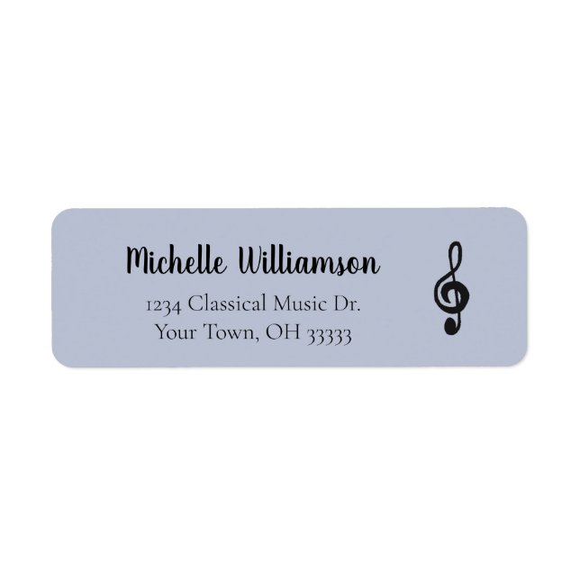 Musical Symbol Treble Clef Purple Return Address (Front)