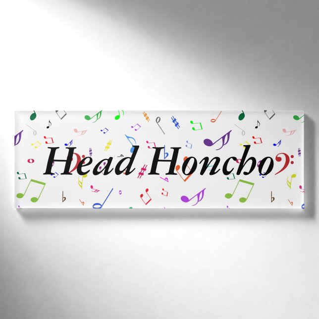 Musical Symbols in Rainbow Colours Name Tag (Front)