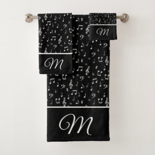 musical symbols monogram bath towel set